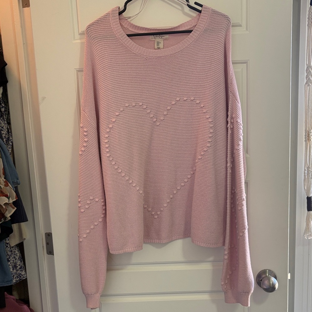 Jessica Simpson Light Pink Heart Knit Sweater